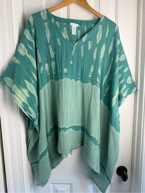 Pure Jill by J. Jill Women's Tie-Dye Crinkle Gauze Poncho EUC